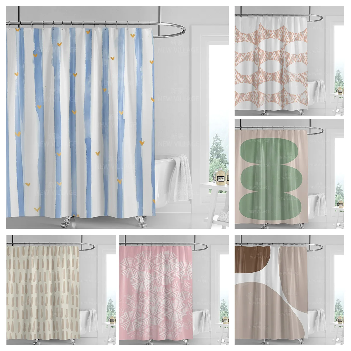 Shower Curtain Liner - Rideau de douche abstrait géométrique style