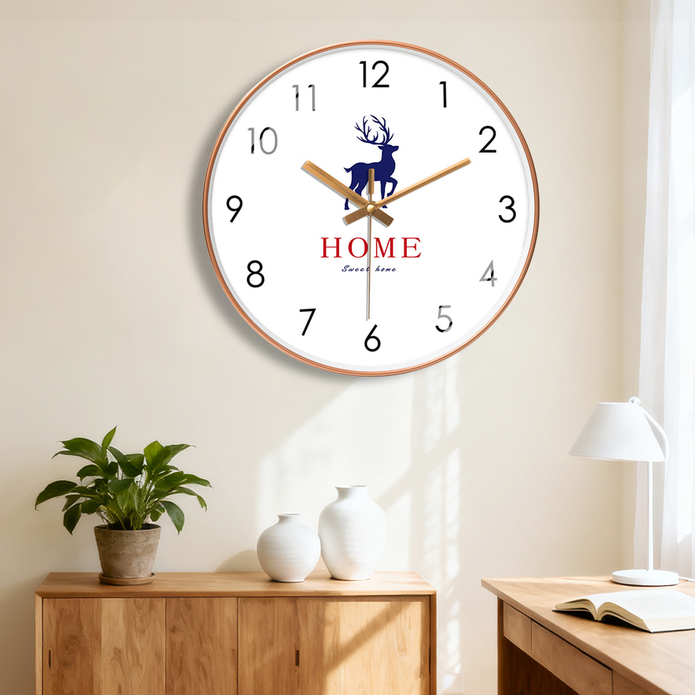 Home Bathroom Design Simple - Horloge murale élégante imprimée cerf, Design