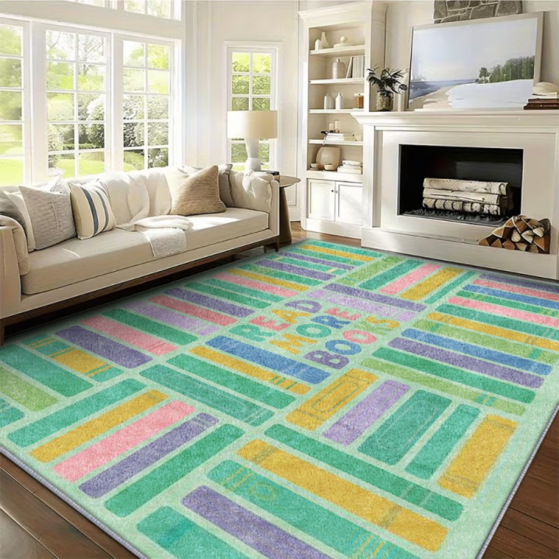 Home Goods Bathroom Rugs - Tapis d'entrée antidérapant à rayures arc-en-ciel