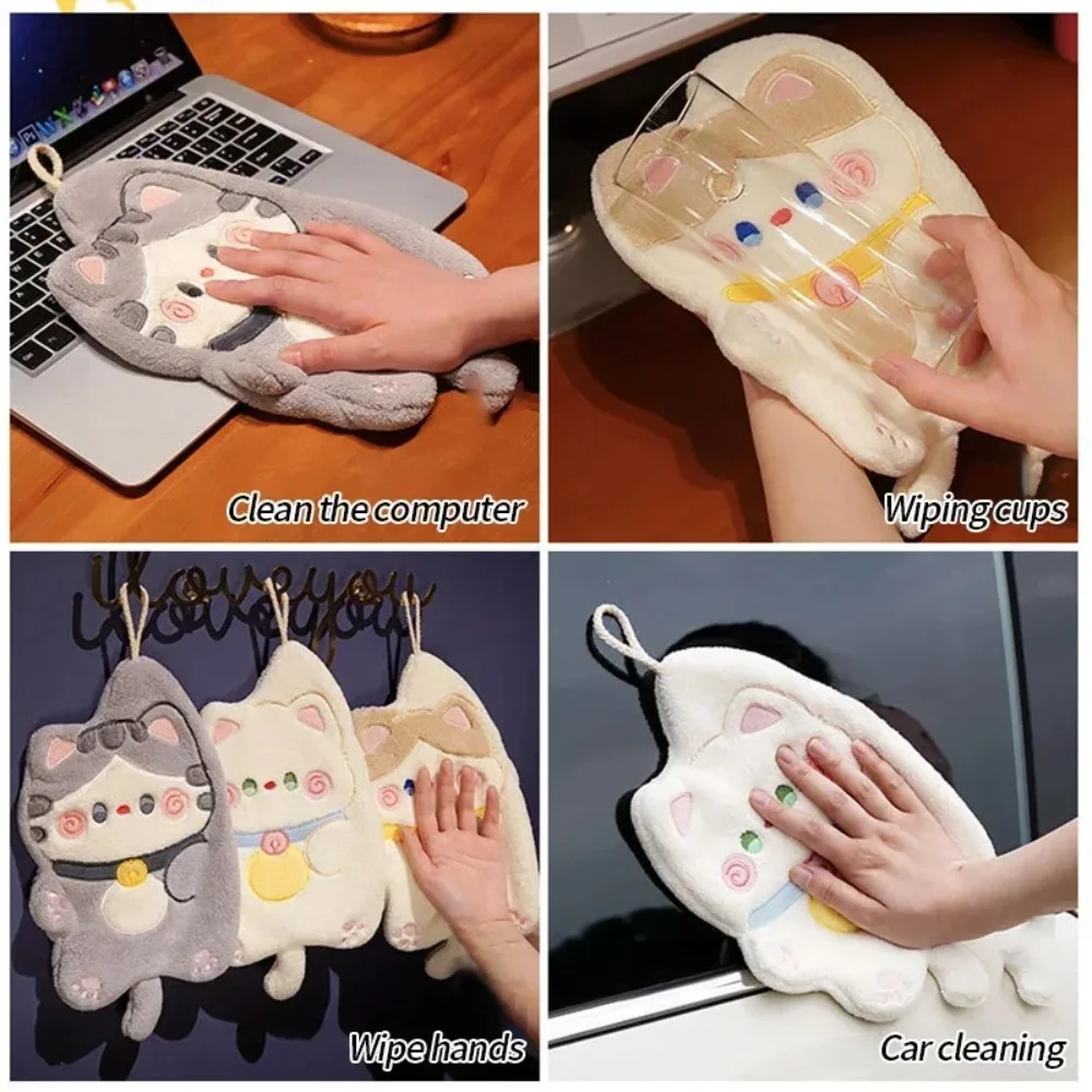 Home Bathroom Supplies - Serviette à main chat mignon, séchage