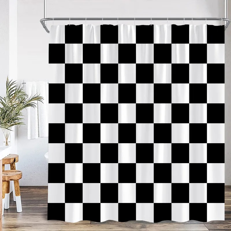 Shower Curtain Liner - Rideau de Douche à Carreaux Noir