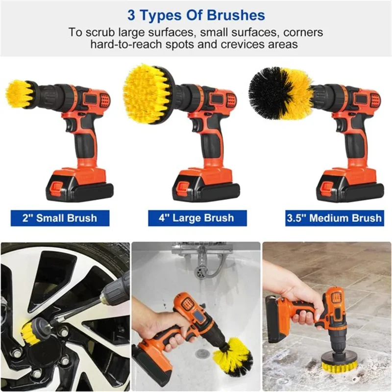 Home Bathroom Cleaner - Lot de 3 brosses pour perceuse
