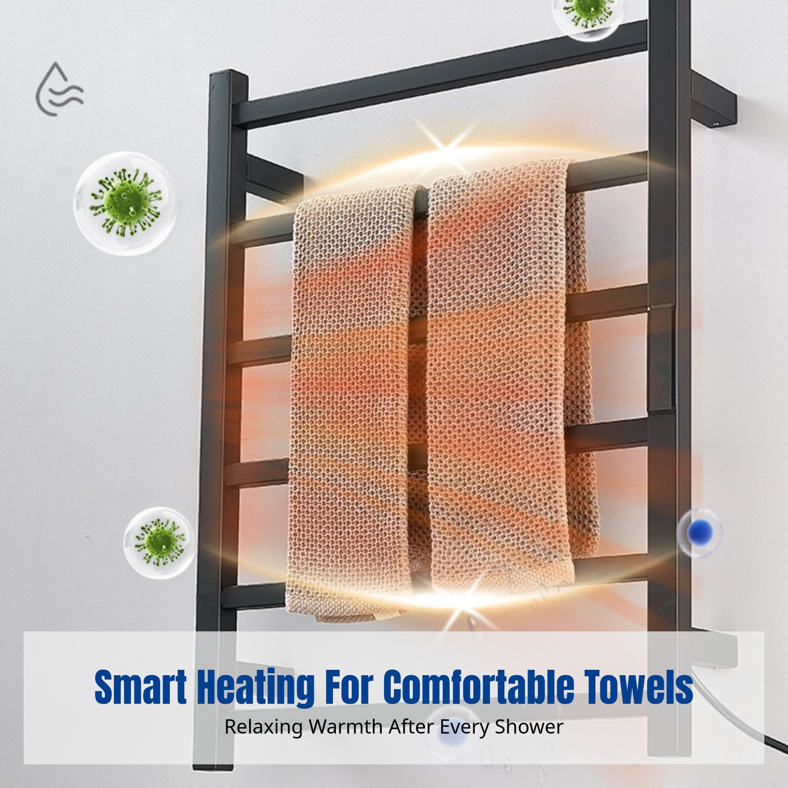 Home Bathroom - Porte-serviettes électrique intelligent, chauffe-serviettes, acier inoxydable,