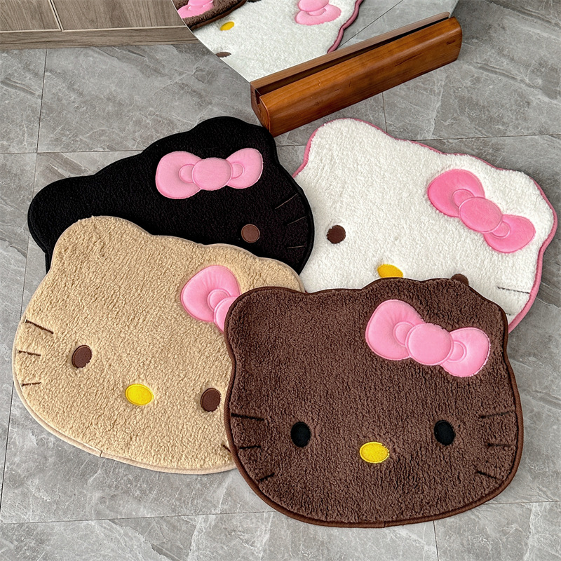 Home Bathroom Carpet - Tapis en peluche Anime Hello Kitty,