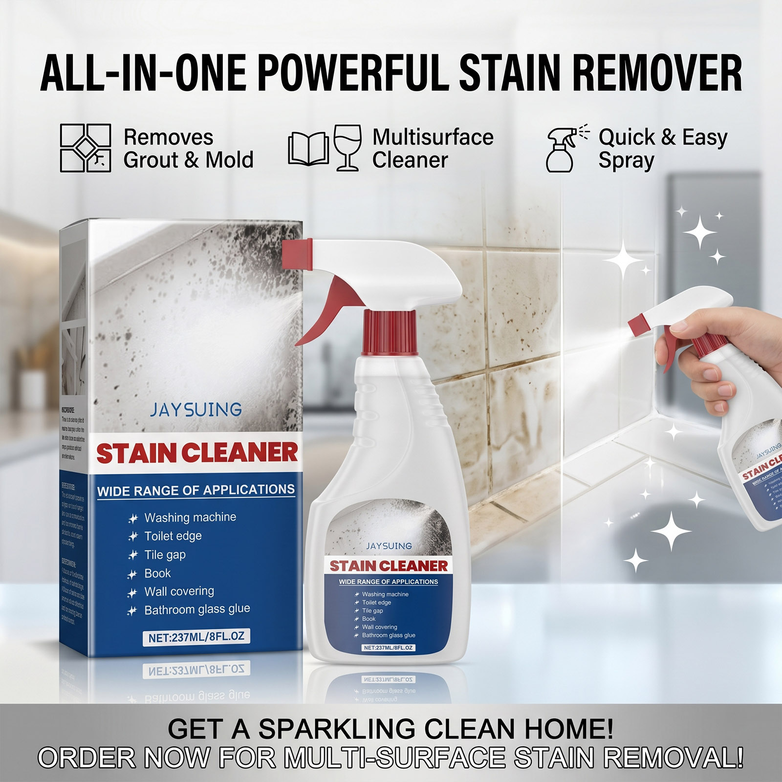Home Bathroom Cleaner - Nettoyant Mural Anti-Moisissure en Spray –