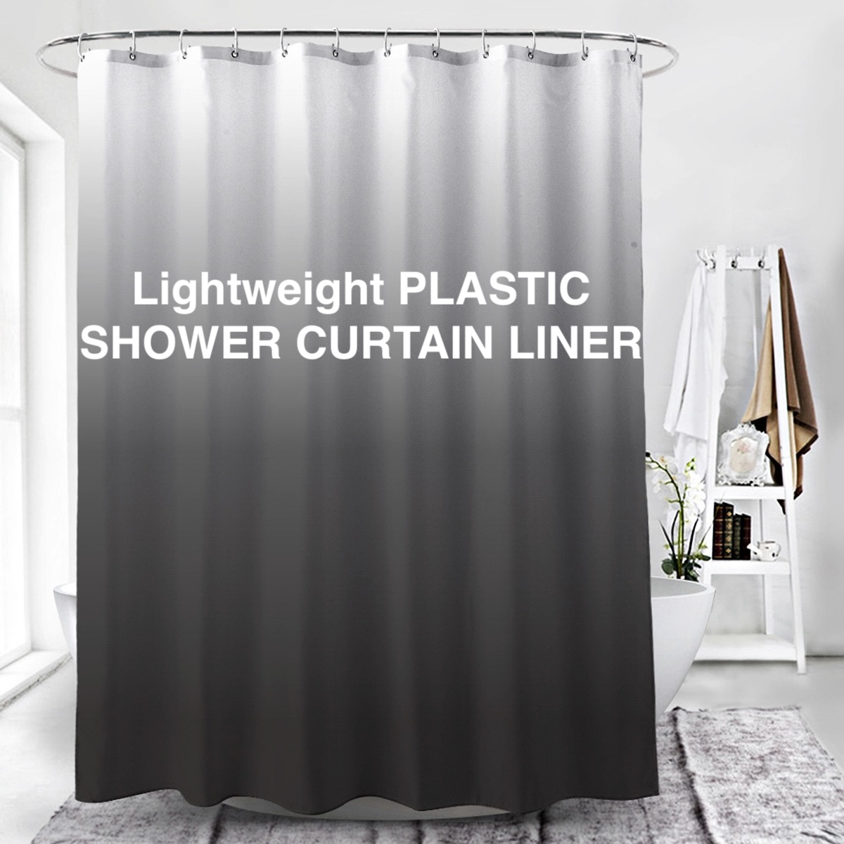 Shower Curtain Liner - Rideau de douche dégradé gris avec