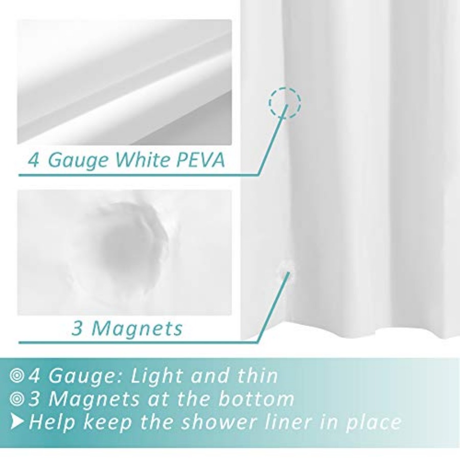 Rideau de Douche Blanc avec 3  - Shower Curtain Liner avis et prix