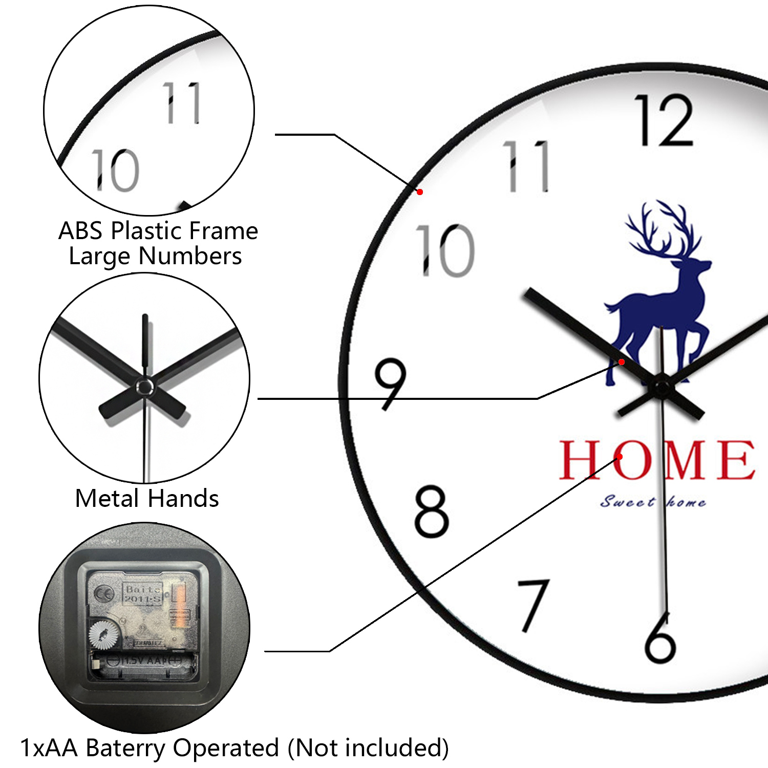 Horloge murale élégante imprim - Home Bathroom Design Simple avis et prix