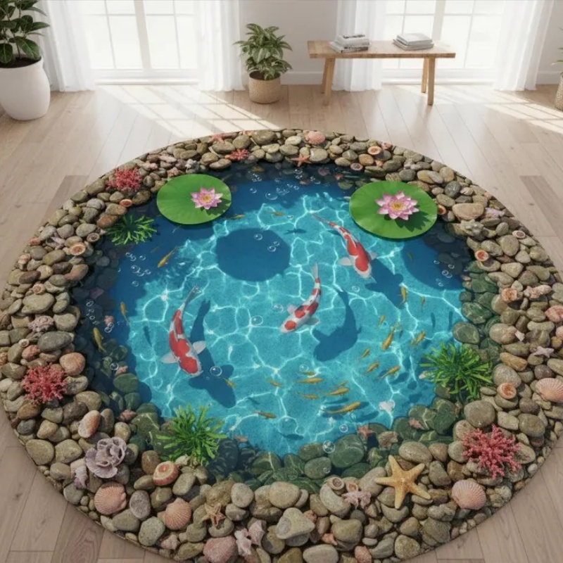 Tapis rond antidérapant 2D ave - Home Goods Bathroom Rugs avis et prix