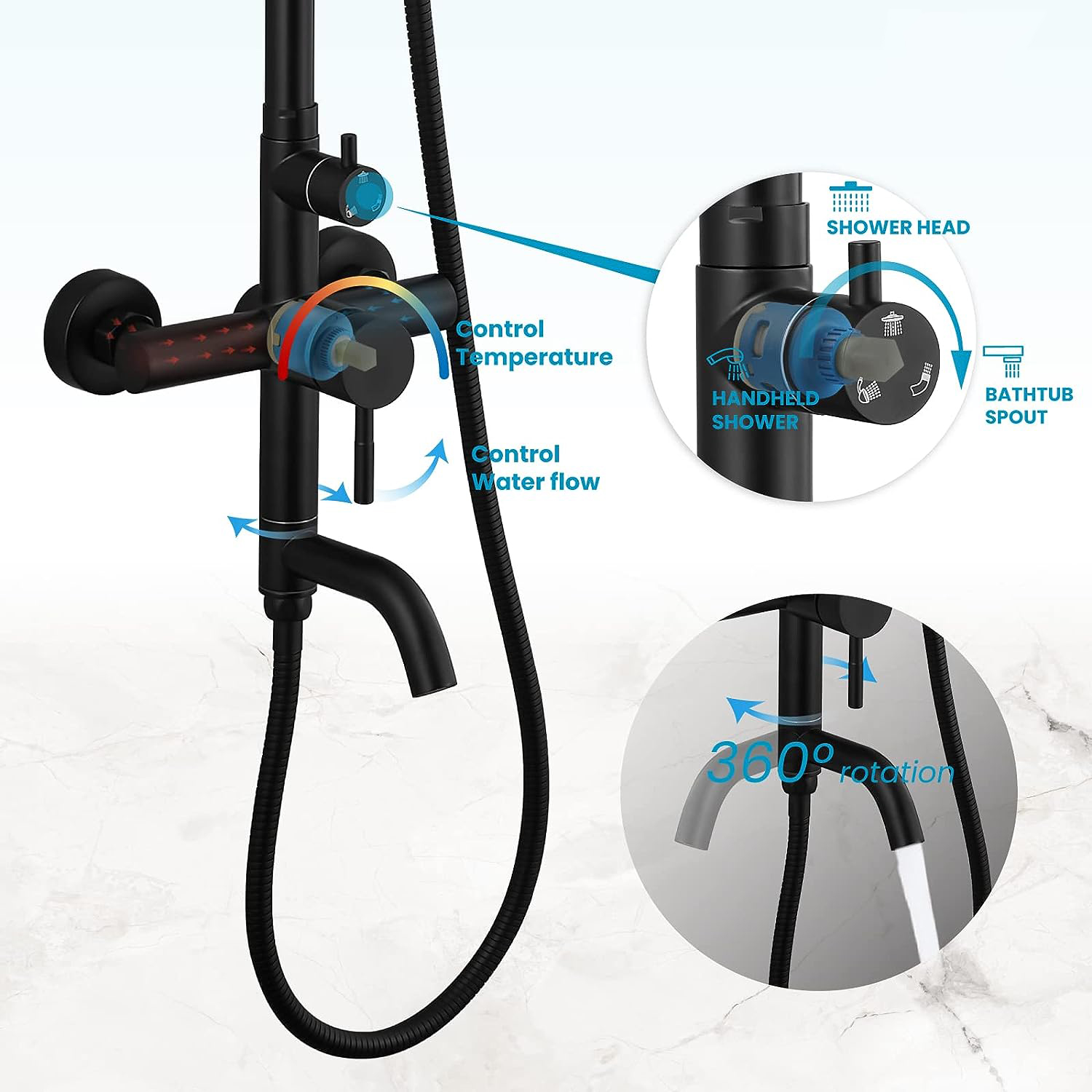 EllMAIDI-Plan de Douche Noir a - Home Bathroom Taps avis et prix