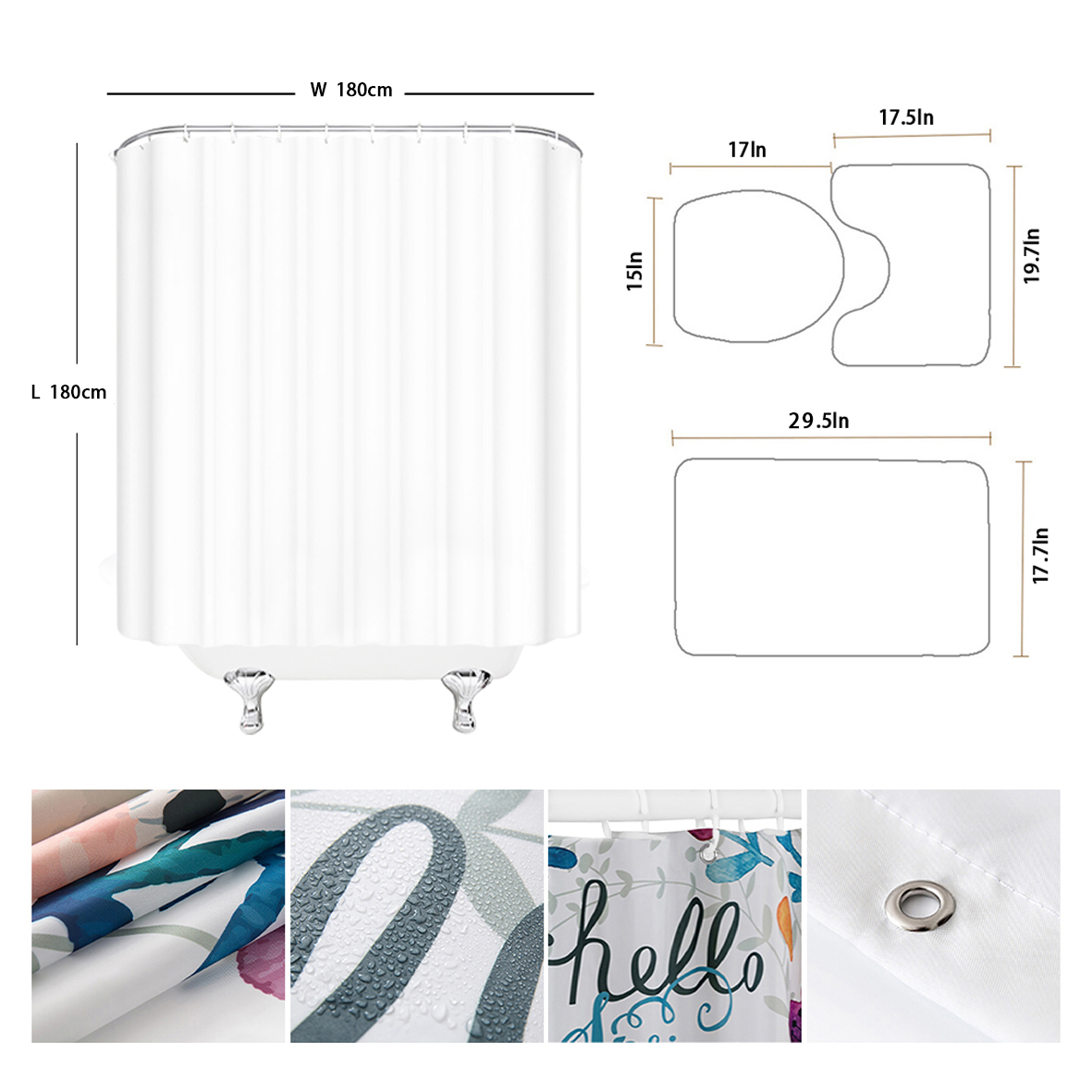 Rideaux de douche imperméables - Shower Curtain Liner avis et prix
